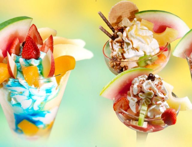 Sorbets met vers fruit 