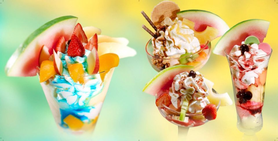 Sorbets met vers fruit 